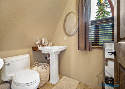 Bathroom with Pedestal Sink at Our Idaho Mountain Retreat